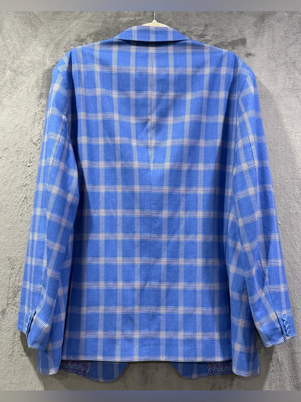 Tailorbyrd Collection Men’s Blazer 48L Blue Windowpane Sport Coat Stretch Jacket